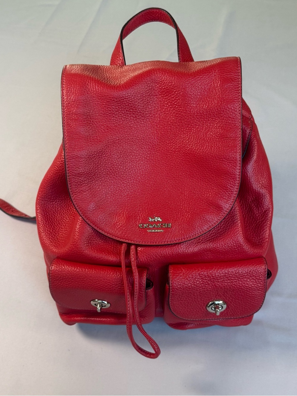 Coach Billie Pebble Leather Backpack in Red